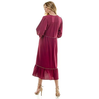 Women's Figueroa & Flower Elbow Sleeve Embroidered Peasant Dress