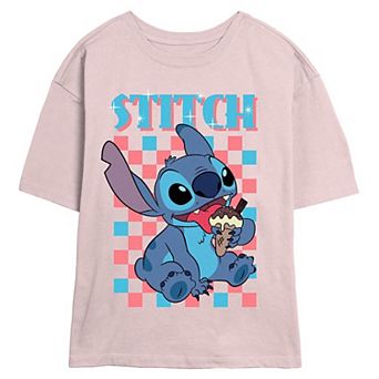 Disney's Lilo & Stitch Enjoying Ice Cream Juniors' Skimmer Graphic Tee
