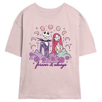 Disney's The Nightmare Before Christmas Jack And Sally Forever & Always Juniors' Skimmer Graphic Tee