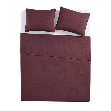 VCNY Home Solomun 3-pc. Pinsonic Damask Microfiber Quilt Set