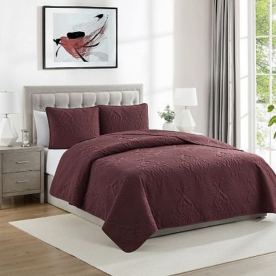 VCNY Home Solomun 3-pc. Pinsonic Damask Microfiber Quilt Set