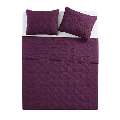 VCNY Home Lucy 3-Piece Pinsonic Diamond Microfiber Quilt Set