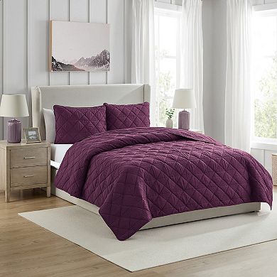 VCNY Home Lucy 3-Piece Pinsonic Diamond Microfiber Quilt Set