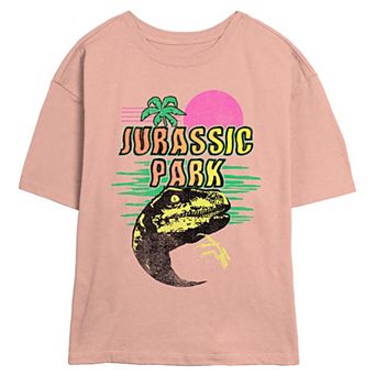 Juniors' Jurassic Park Neon Raptor Skimmer Graphic Tee
