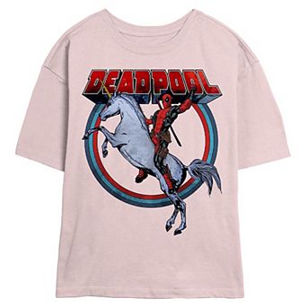 Juniors' Marvel Deadpool Unicorn Ride Skimmer Graphic Tee