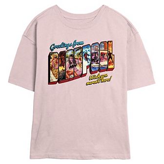 Juniors' Marvel Deadpool Greetings From Deadpool Skimmer Graphic Tee