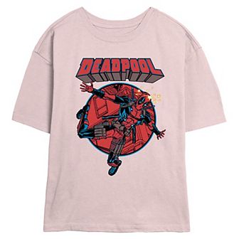 Juniors' Marvel Deadpool Falling Skimmer Graphic Tee