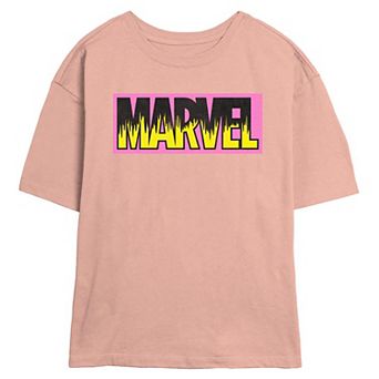 Juniors' Marvel Neon Logo Skimmer Graphic Tee