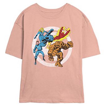 Juniors' Marvel Fantastic Four Group Stamp Skimmer Graphic Tee