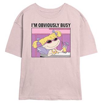 Juniors' Nickelodeon Rugrats Angelica I'm Obviously Busy Skimmer Graphic Tee