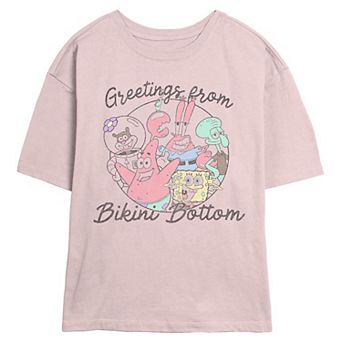 Juniors' Nickelodeon SpongeBob SquarePants Greetings From Bikini Bottom Skimmer Graphic Tee