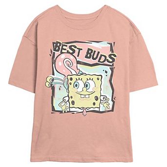 Juniors' Nickelodeon SpongeBob SquarePants And Gary Best Buds Skimmer Graphic Tee