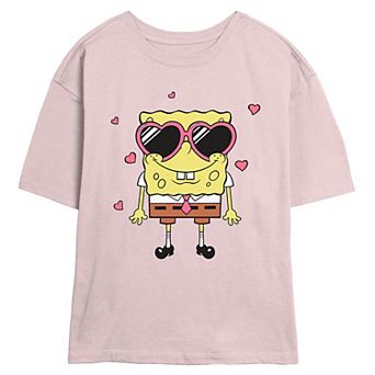 Juniors' Nickelodeon SpongeBob SquarePants Heart Shape Sunglasses Skimmer Graphic Tee