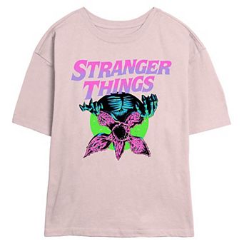 Juniors' Stranger Things Neon Demogorgon Skimmer Graphic Tee