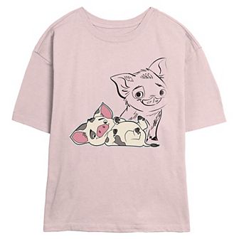 Disney's Moana Pua Overlayed Juniors' Skimmer Graphic Tee