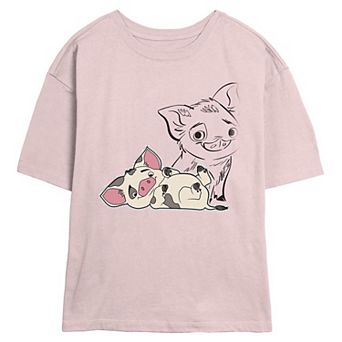 Disney's Moana Pua Overlayed Juniors' Skimmer Graphic Tee