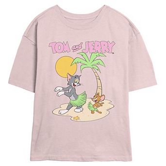 Juniors' Tom & Jerry Hawaiian Dance Skimmer Graphic Tee