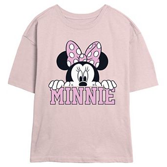 Disney's Minnie Mouse Peeking Juniors' Skimmer Graphic Tee