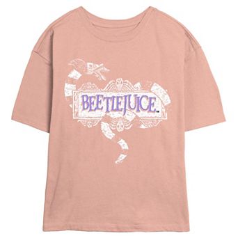 Juniors' Beetlejuice Sandworm Logo Skimmer Graphic Tee