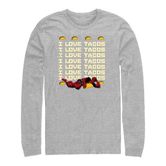 Big & Tall Marvel Deadpool I Love Tacos Quote Long Sleeve Graphic Tee