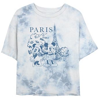 Disney's Mickey Mouse And Minnie Paris Visitors Juniors' Cropped Graphic Tee