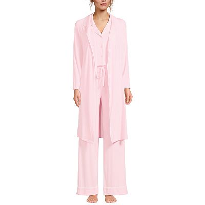 Women's Lands' End Cooling 3-Piece Button-Up Top, Pants Robe