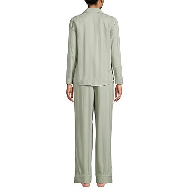 Women's Lands' End Shadow Stripe Pajama Top & Pajama Pants Set