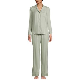 Women's Lands' End Shadow Stripe Pajama Top & Pajama Pants Set
