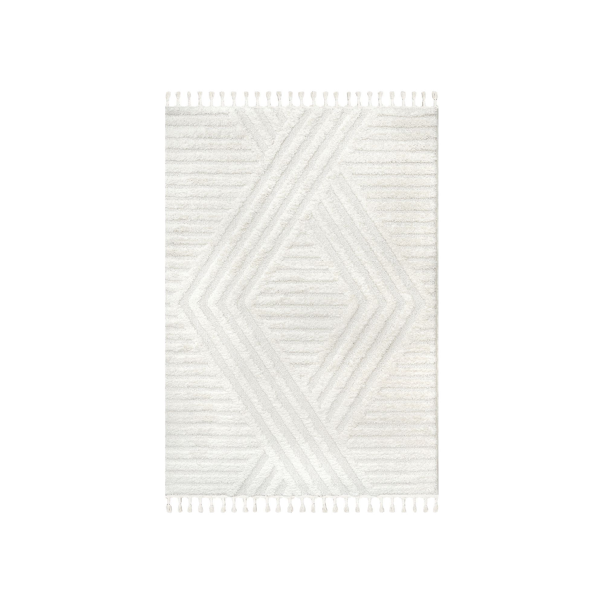 nuLOOM Risette Geometric Shag Tassel Area Rug, Ivory