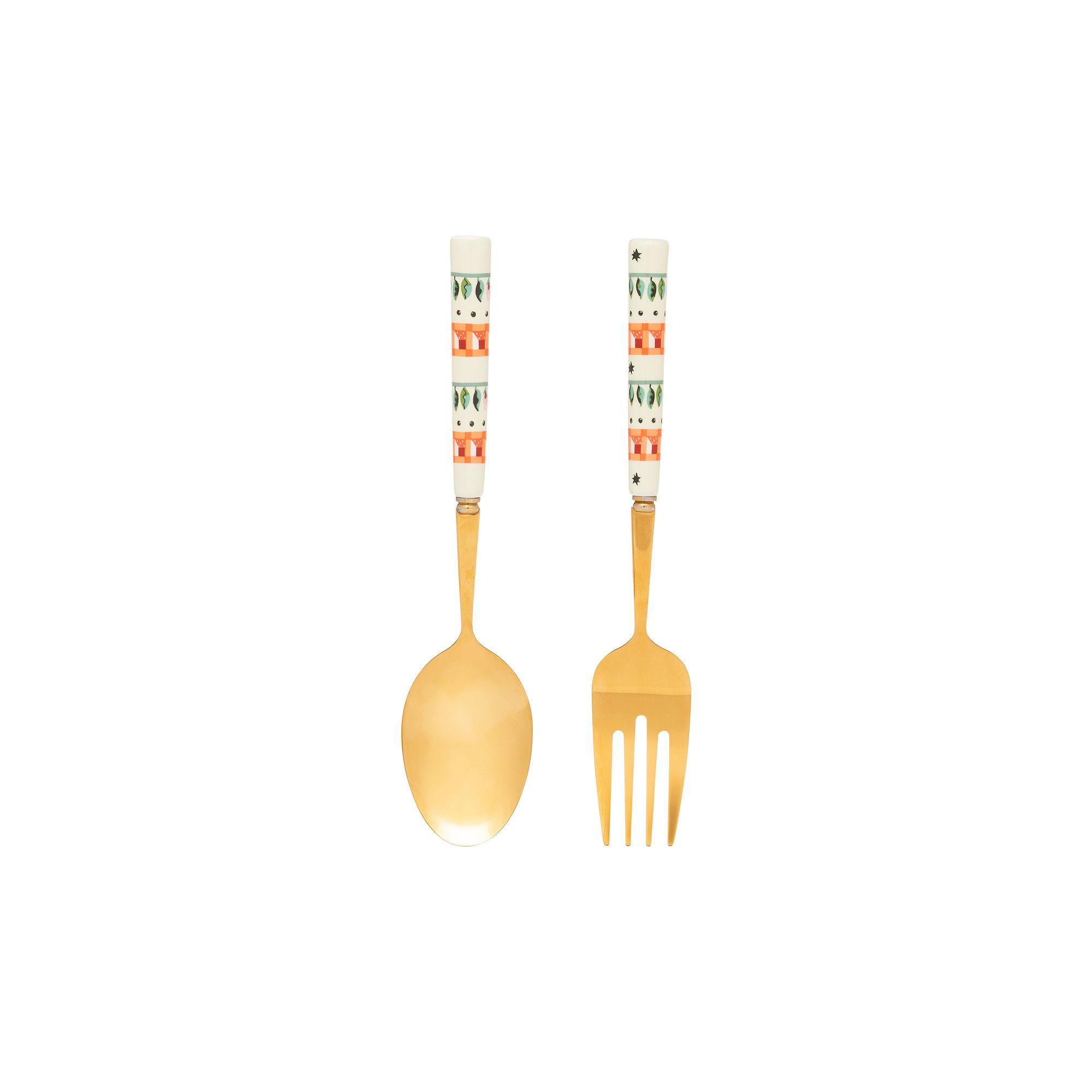 Cath Kidston Dolly Rose Serving Spoon & Fork Set, Multi