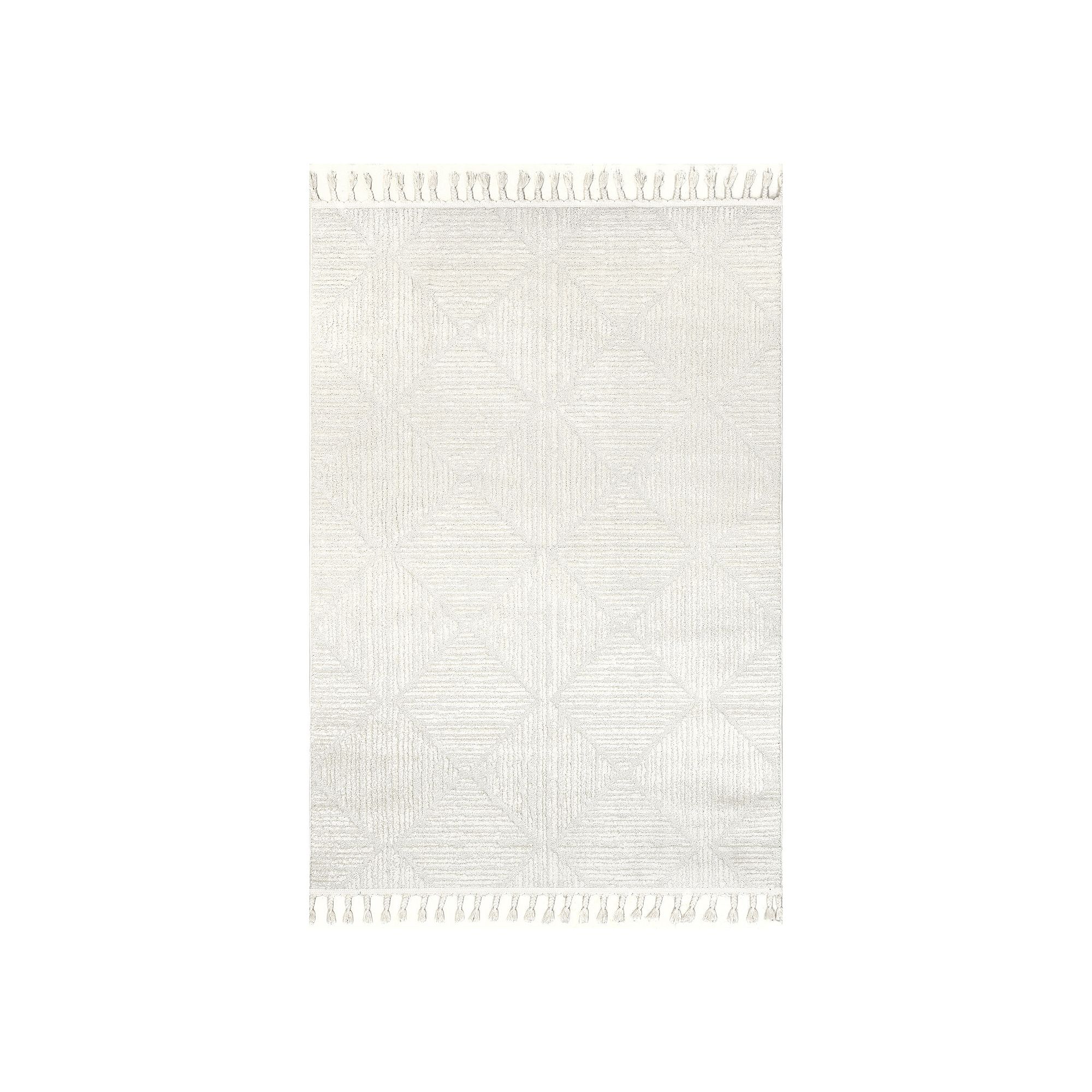 nuLOOM Kerry Textured Geometric Tasseled Area Rug, Ivory