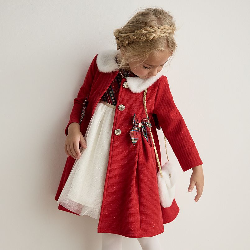 Baby & Toddler Girl Blueberi Boulevard Coat, Dress, & Purse Set