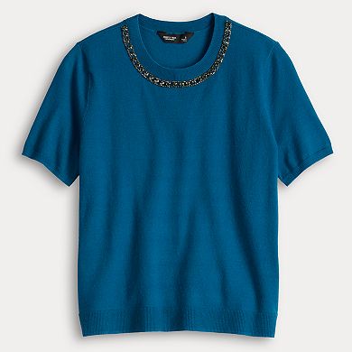 Women's Simply Vera Vera Wang Necklace Embellished Top