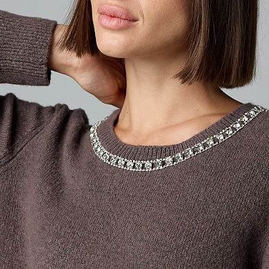 Women's Simply Vera Vera Wang Necklace Embellished Sweater