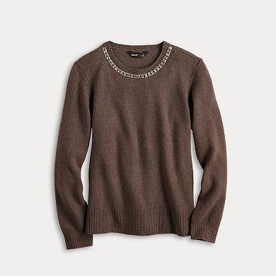 Women's Simply Vera Vera Wang Necklace Embellished Sweater