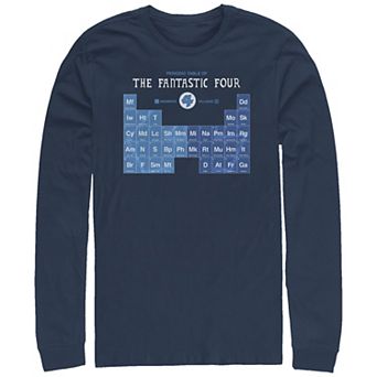 Big & Tall Marvel Fantastic Four Periodic Table Long Sleeve Graphic Tee
