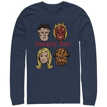 Big & Tall Marvel Fantastic Four Vintage Style Poster Long Sleeve Graphic Tee