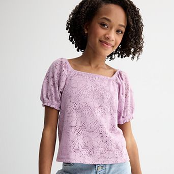 Girls 7-16 SO® Short Sleeve Squareneck Top