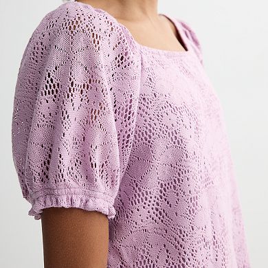 Girls 7-16 SO® Short Sleeve Squareneck Top
