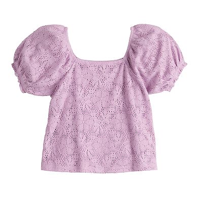 Girls 7-16 SO® Short Sleeve Squareneck Top