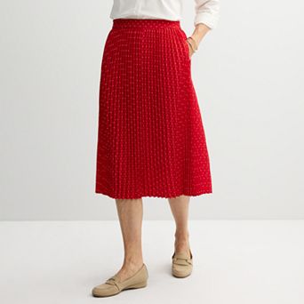 Petite Croft & Barrow® Pleated Midi Skirt