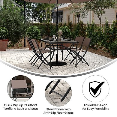 Merrick Lane 4 Pack Indoor/outdoor Flex Comfort Textilene Fold Chair With Frames