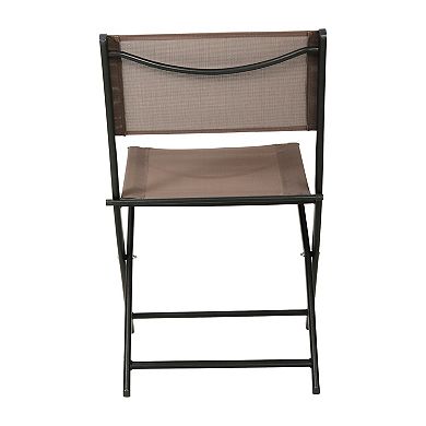 Merrick Lane 4 Pack Indoor/outdoor Flex Comfort Textilene Fold Chair With Frames