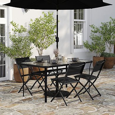Merrick Lane 4 Pack Indoor/outdoor Flex Comfort Textilene Fold Chair With Frames