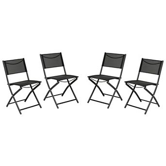 Merrick Lane 4 Pack Indoor/outdoor Flex Comfort Textilene Fold Chair With Frames