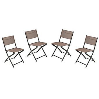 Merrick Lane 4 Pack Indoor/outdoor Flex Comfort Textilene Fold Chair With Frames