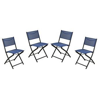 Merrick Lane 4 Pack Indoor/outdoor Flex Comfort Textilene Fold Chair With Frames
