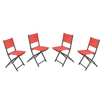 Merrick Lane 4 Pack Indoor/outdoor Flex Comfort Textilene Fold Chair With Frames