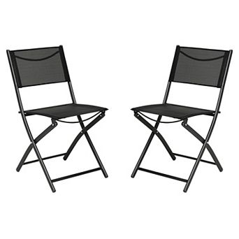 Merrick Lane 2 Pack Indoor/outdoor Flex Comfort Textilene Fold Chair With Frames