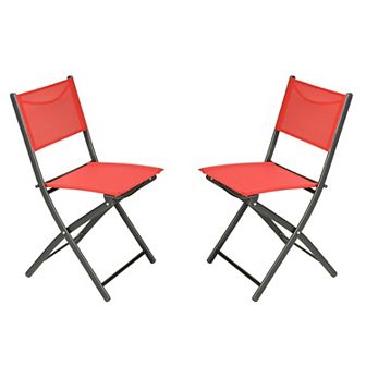 Merrick Lane 2 Pack Indoor/outdoor Flex Comfort Textilene Fold Chair With Frames